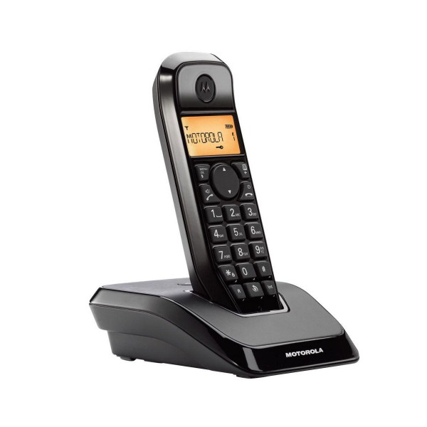 Motorola s1201 negro teléfono inalámbrico con gran pantalla retroiluminada y manos libres