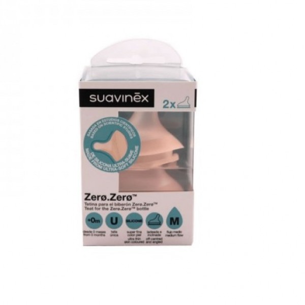 Suavinex Zero Tetina Silicona Flujo M +3m 2 Uds