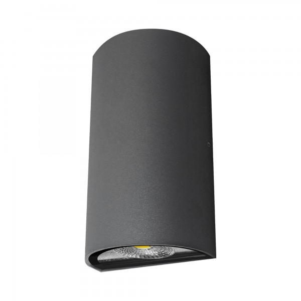 Aplique led luxe semicirc.gris ip54 6w.n