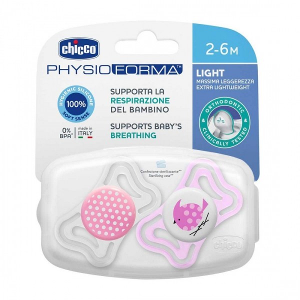 Chicco Chupete Physio Light Rosa 2-6m 2 Uds