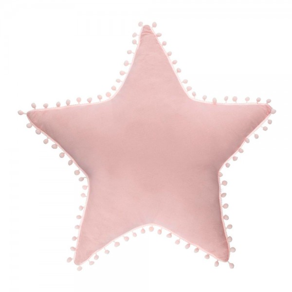 Cojin infantil rosa con pompones modelo estrella